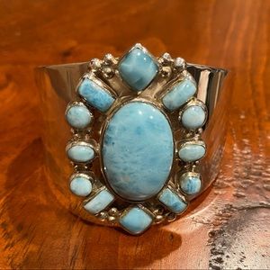 Larimar sterling silver cuff bracelet